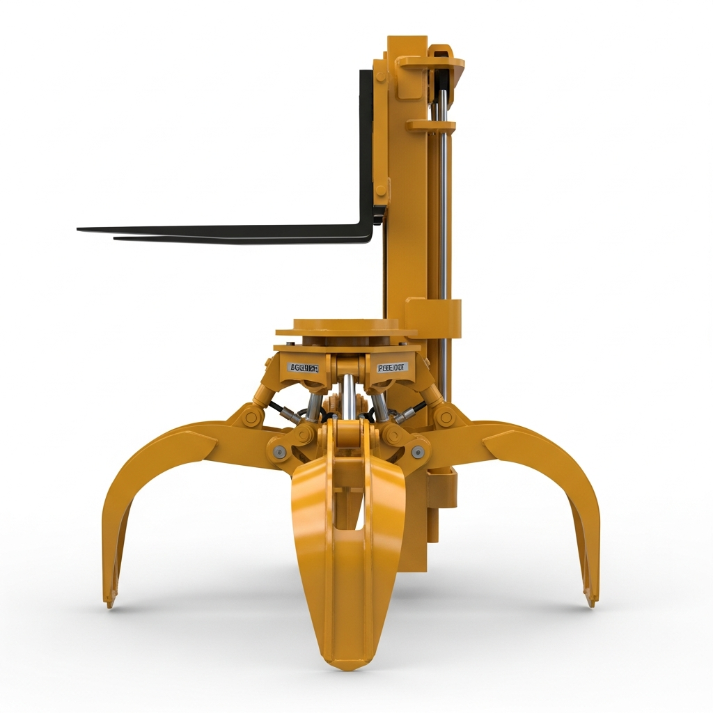 Jesterlift JL-DG forklift drum grab — side profile showing carriage backrest and claw arm mechanism