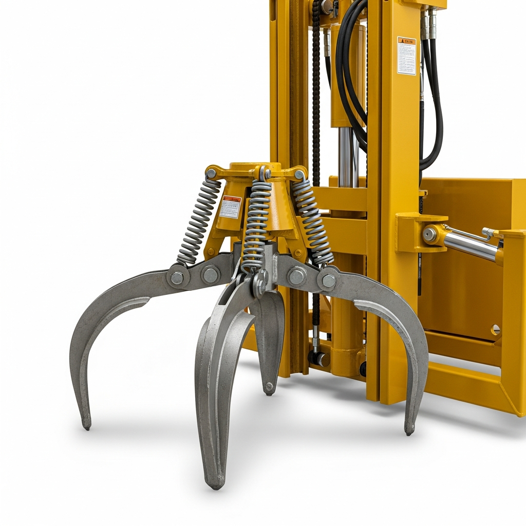 Jesterlift JL-DT hydraulic drum truck — close-up of spring-loaded claw grab mechanism