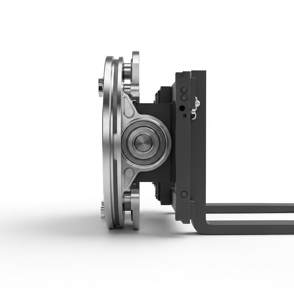 Jesterlift JL-FR forklift rotator — side profile showing rotation ring bearing and mounting frame
