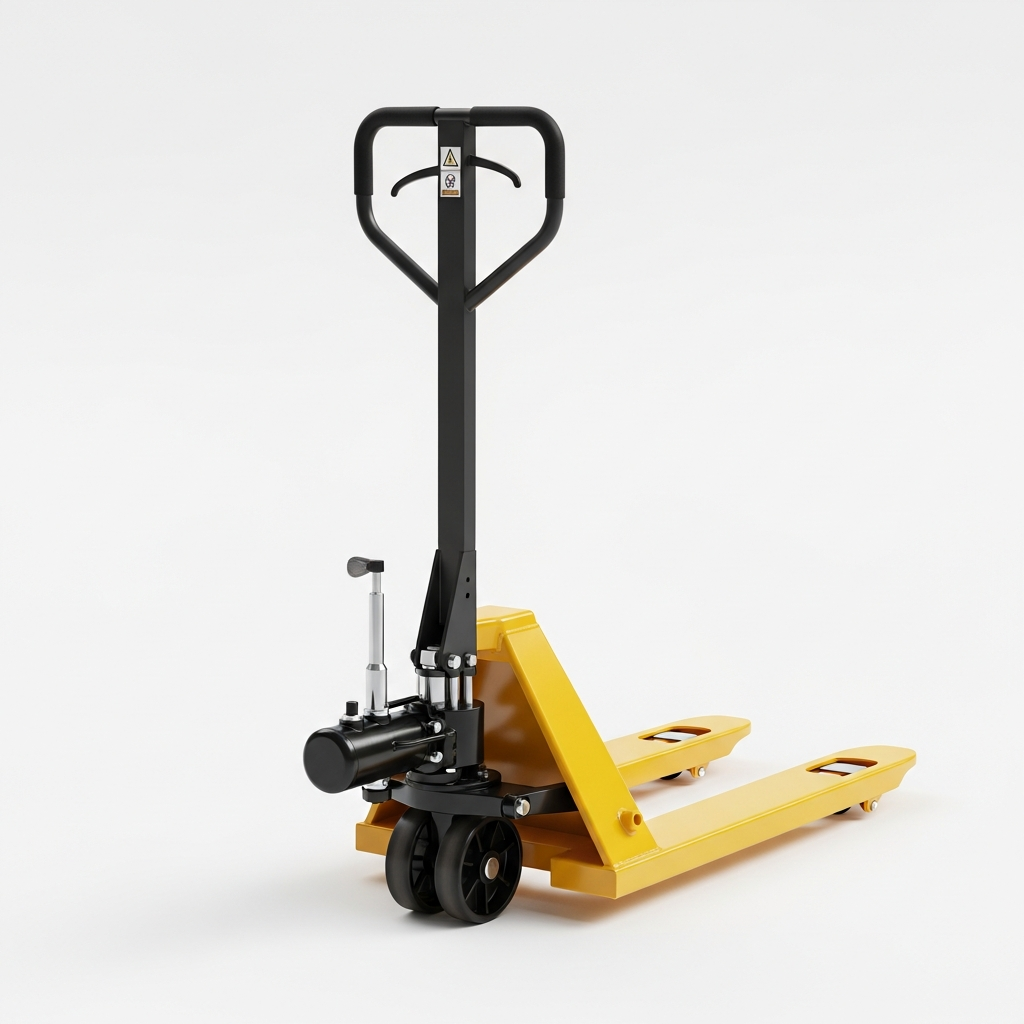 Jesterlift JL-HPT hand pallet truck — operator side showing tiller handle and pump
