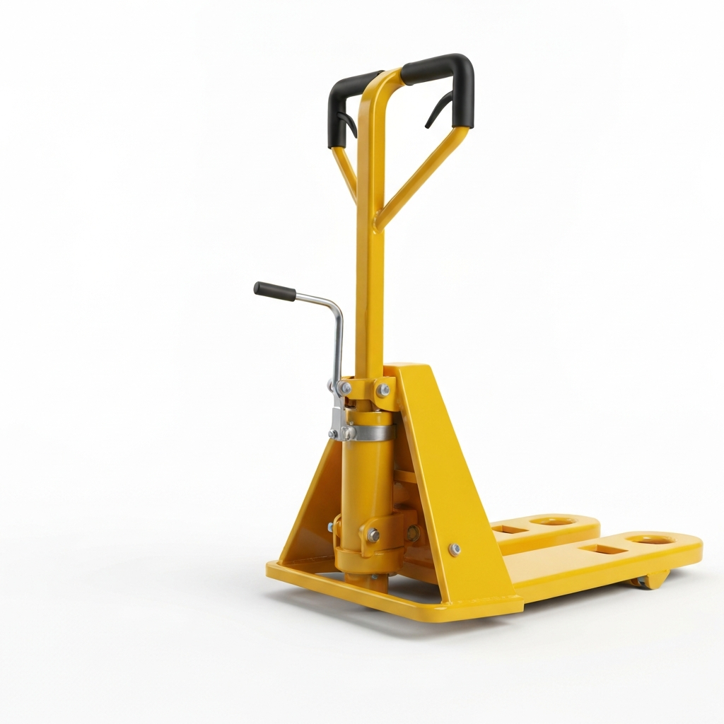 Jesterlift JL-QLT quick-lift hand pallet truck — close-up of quick-lift pump head and handle linkage