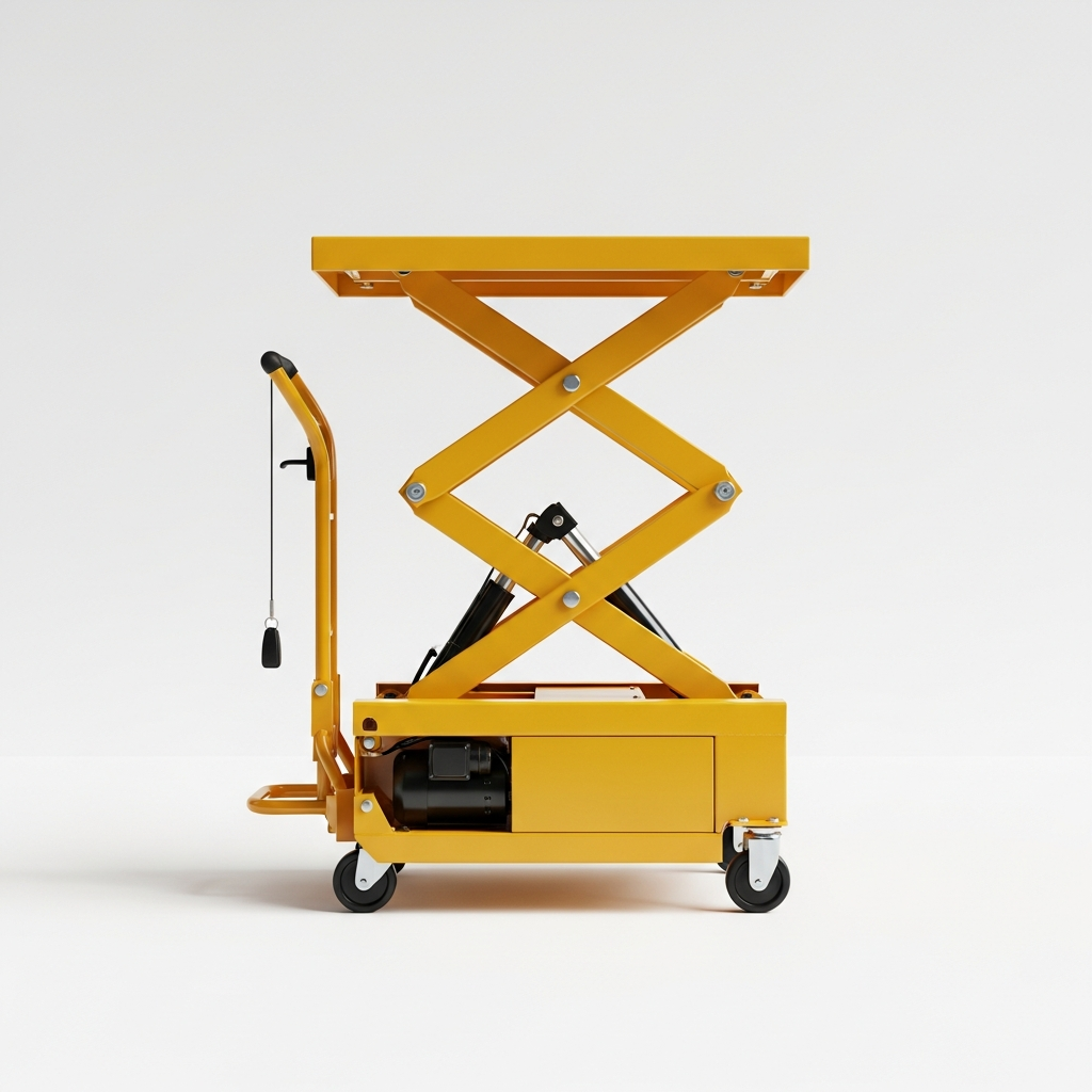 Jesterlift JL-ELT electric scissor lift table — side profile at mid-height