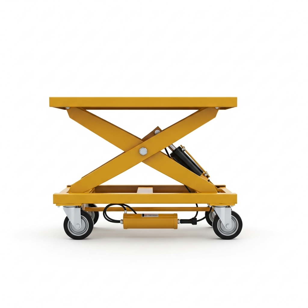 Jesterlift JL-HLT hydraulic scissor lift table — side profile at lowered position