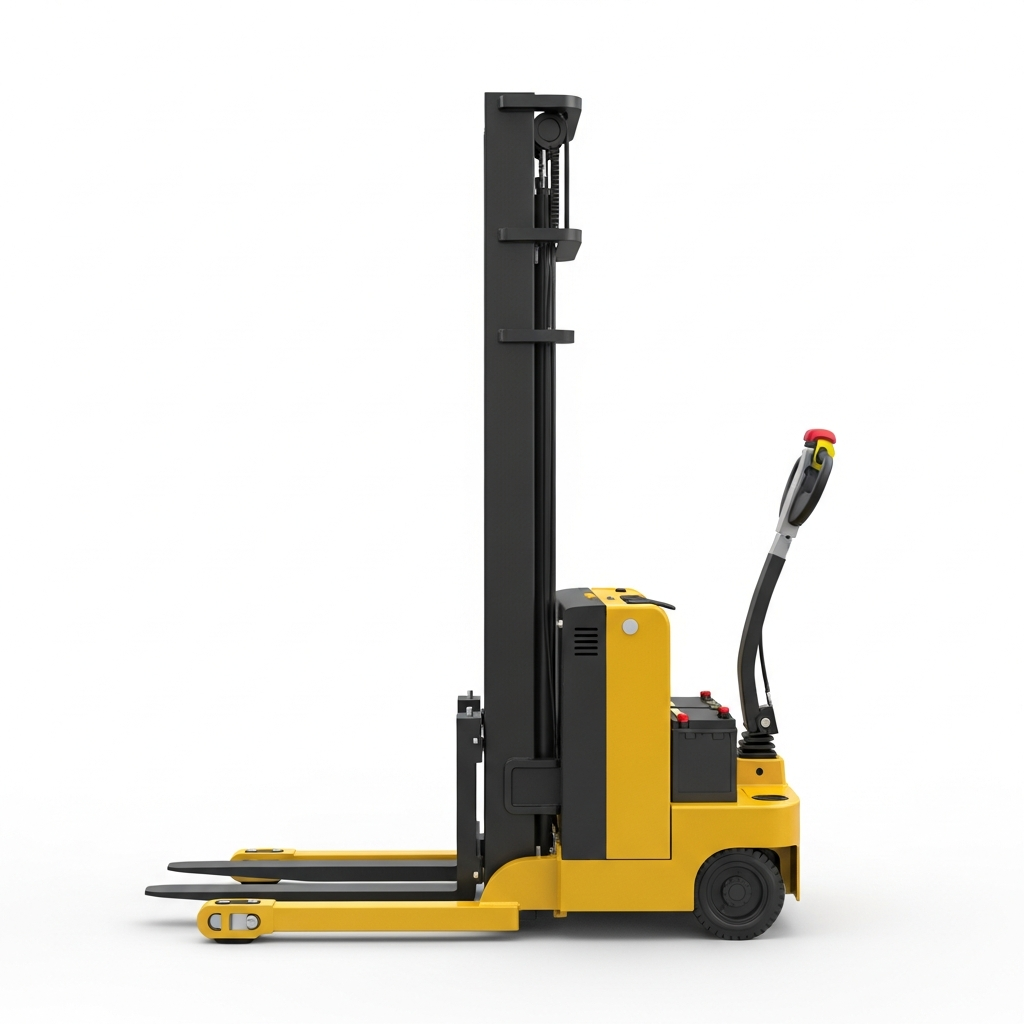 Jesterlift JL-EST full-electric walkie stacker — side profile showing mast height and drive wheel