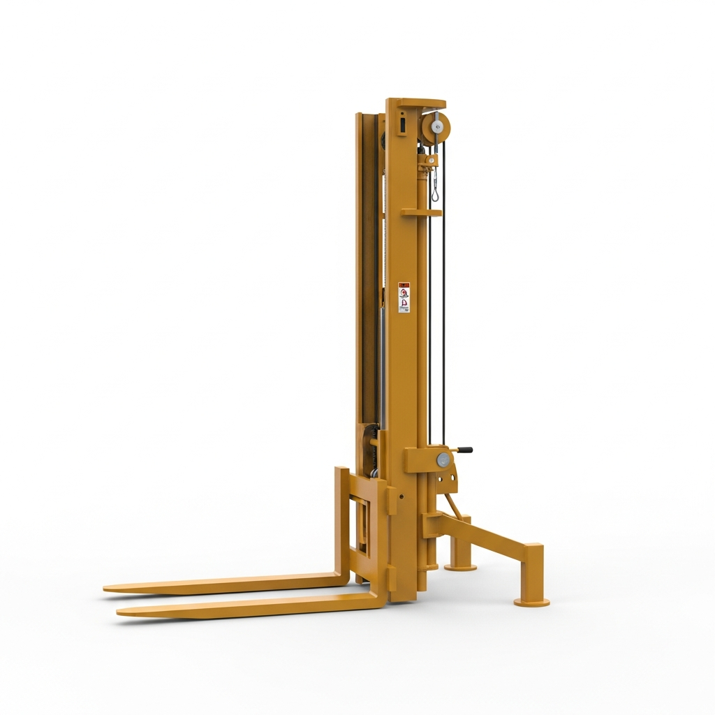 Jesterlift JL-MST manual stacker — side profile showing full mast height and fork length